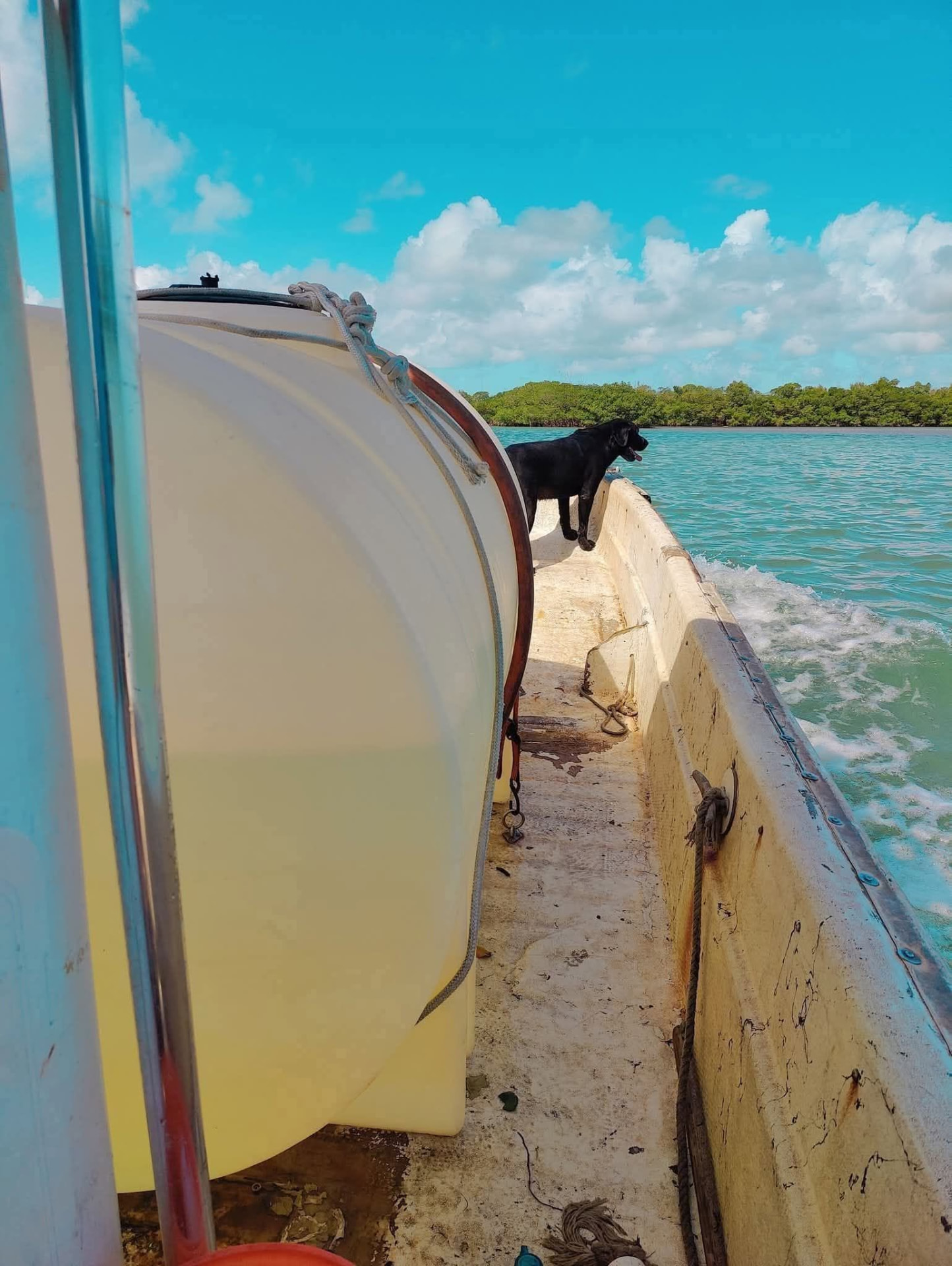 Freshwater tank aboard the Keys Watermen delivery boat in the Florida Keys